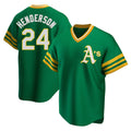 Crovyle Athletics #24 Rickey Henderson Player Green Replica Cooperstown Collection T shirt Stitched Jersey