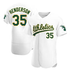 Crovyle Athletics #35 Rickey Henderson Player White Authentic Home Stitched Jersey