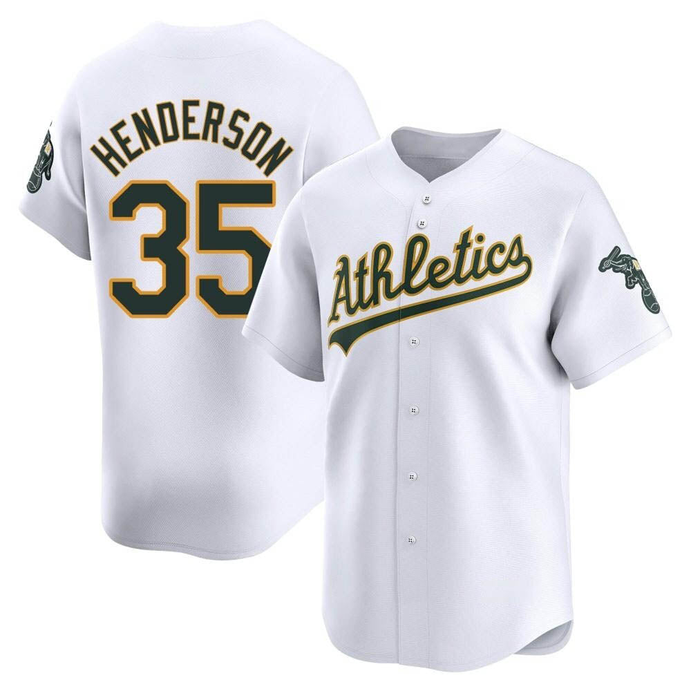 Crovyle Athletics #35 Rickey Henderson Player White Limited Home Stitched Jersey