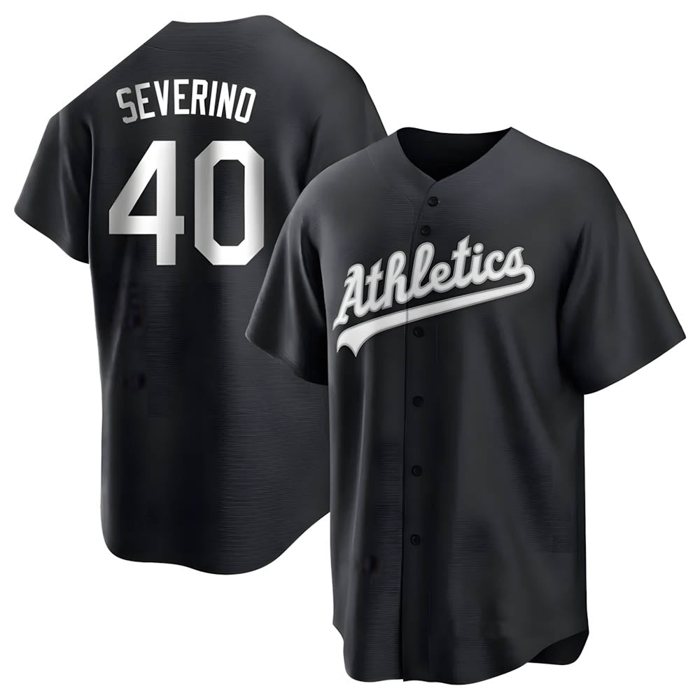Crovyle Athletics #40 Luis Severino player Black&White Replica Stitched Jersey
