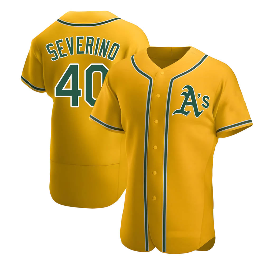 Crovyle Athletics #40 Luis Severino player Gold Authentic Alternate Stitched Jersey
