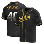 Crovyle Athletics #40 Luis Severino player Gold Replica Black en Alternate Stitched Jersey