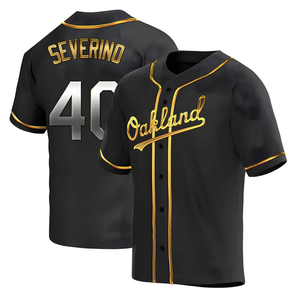 Crovyle Athletics #40 Luis Severino player Gold Replica Black en Alternate Stitched Jersey