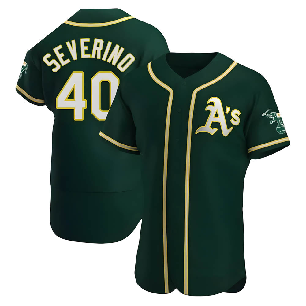 Crovyle Athletics #40 Luis Severino player Green Authentic Alternate Stitched Jersey