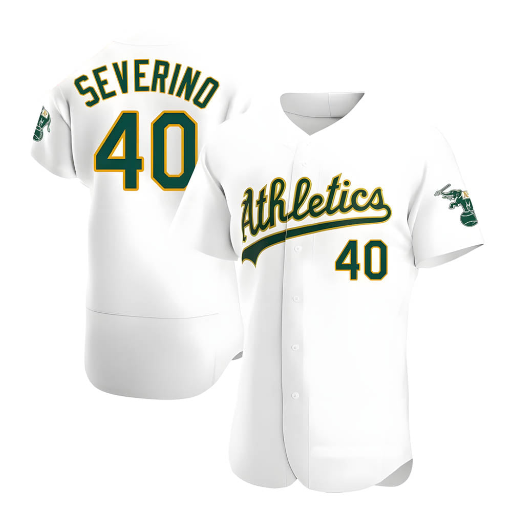 Crovyle Athletics #40 Luis Severino player White Authentic Home Stitched Jersey