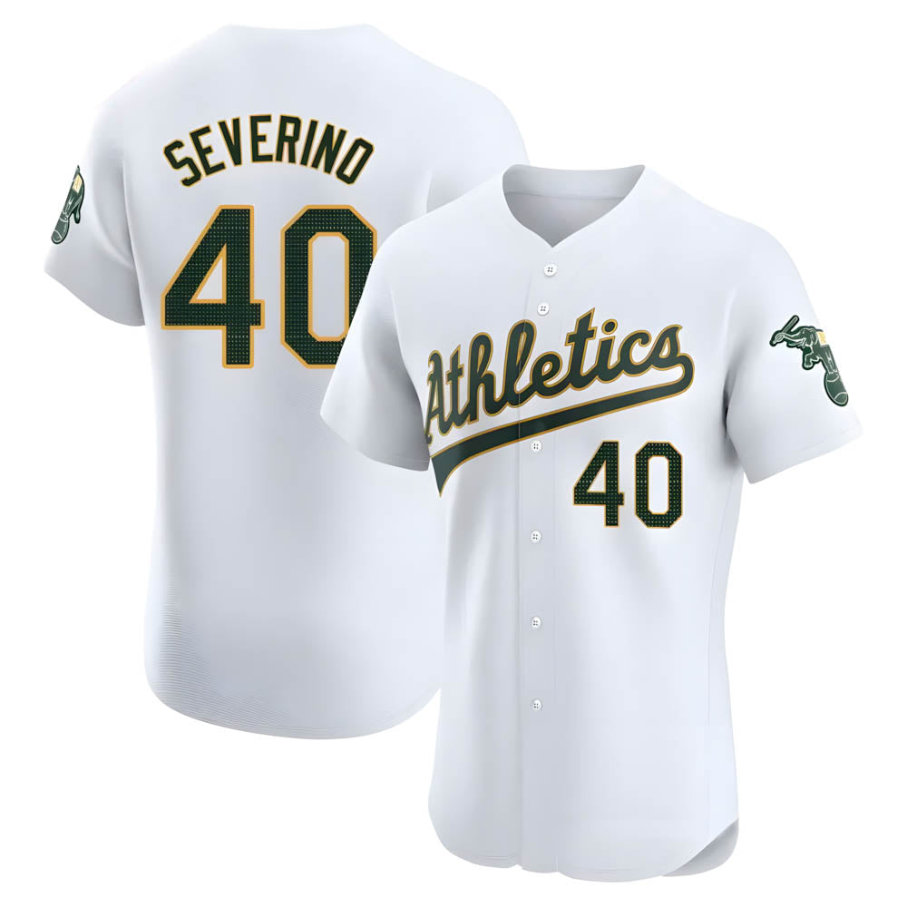Crovyle Athletics #40 Luis Severino player White Elite Home Stitched Jersey