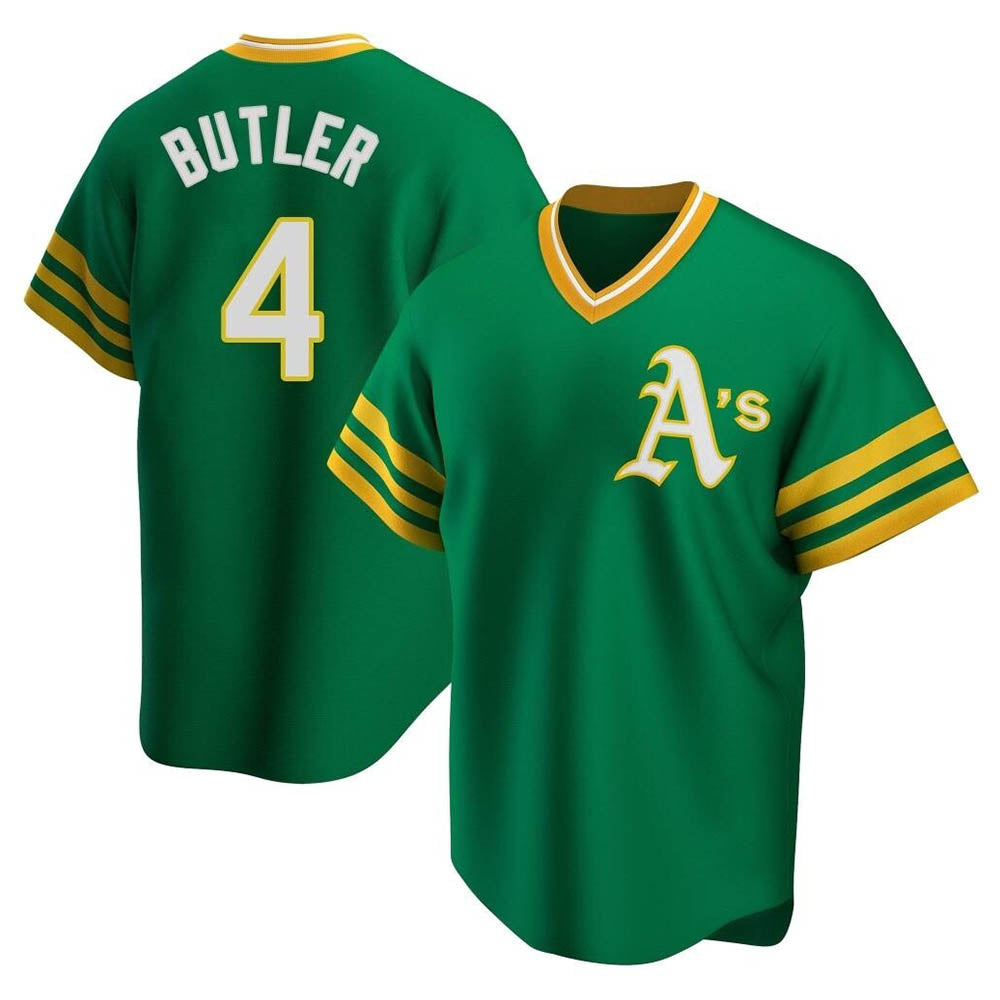Crovyle Athletics #4 Lawrence Butler player Green Replica Cooperstown Collection Stitched Jersey