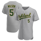 Crovyle Athletics #5 Jacob Wilson Gray Authentic Road Stitched Jersey