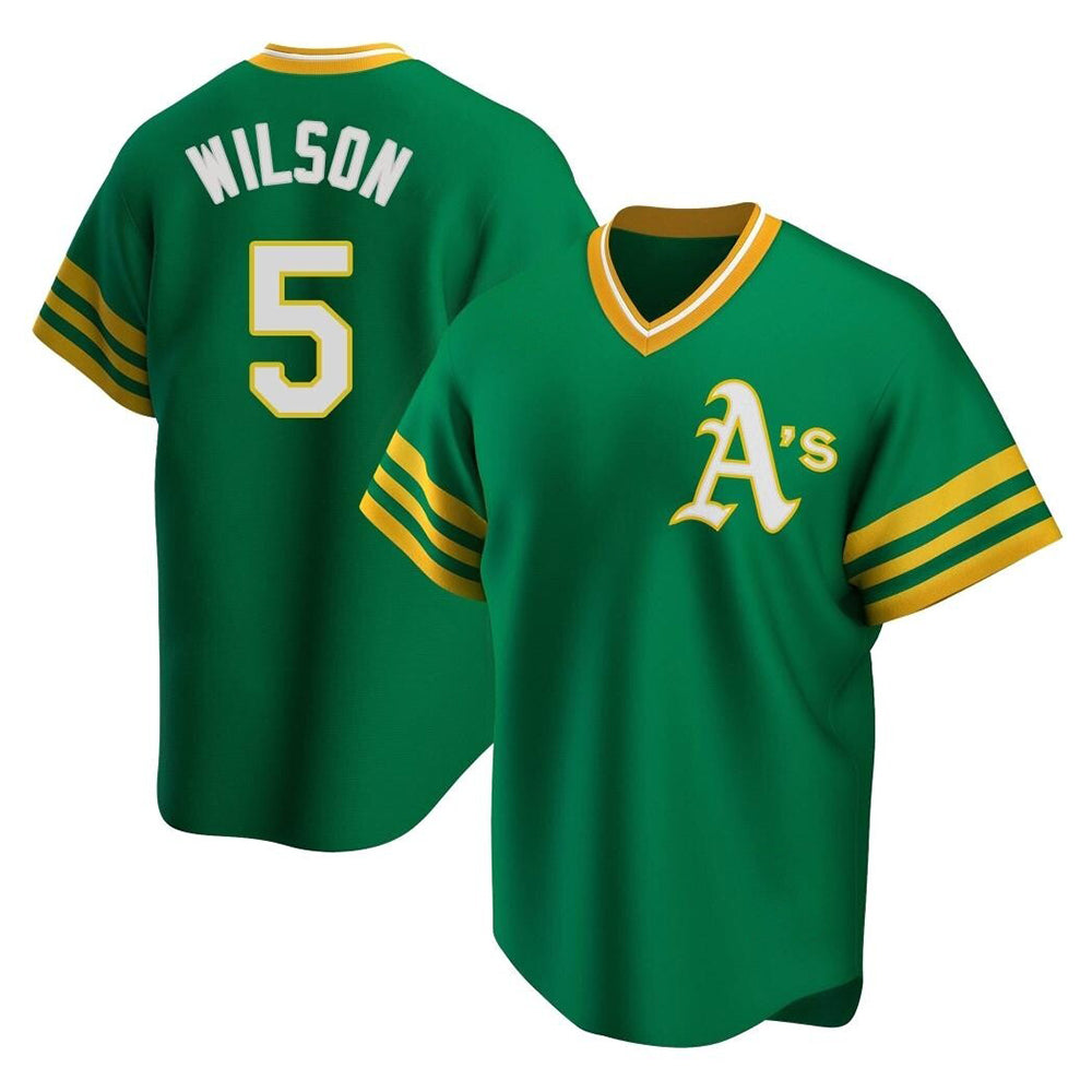 Crovyle Athletics #5 Jacob Wilson Green Replica Cooperstown Collection T shirt Stitched Jersey
