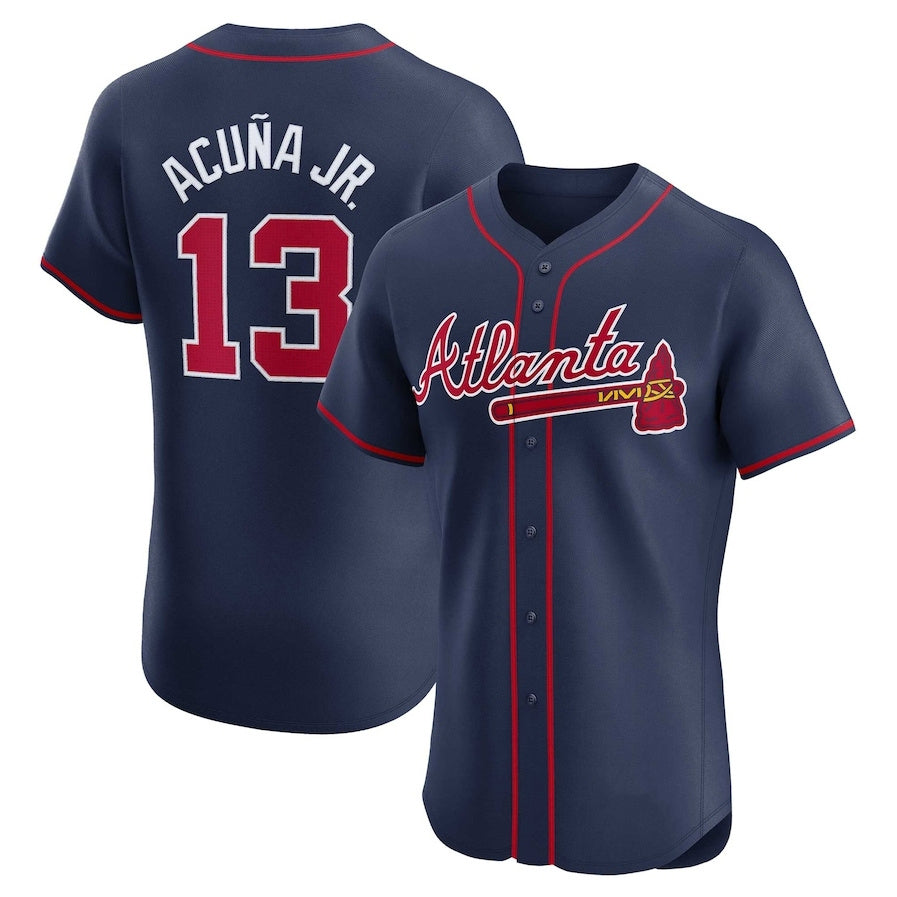 Crovyle A.Braves #13 Ronald Acuna Jr. Alternate Elite Player Jersey - Navy Personalized Jerseys