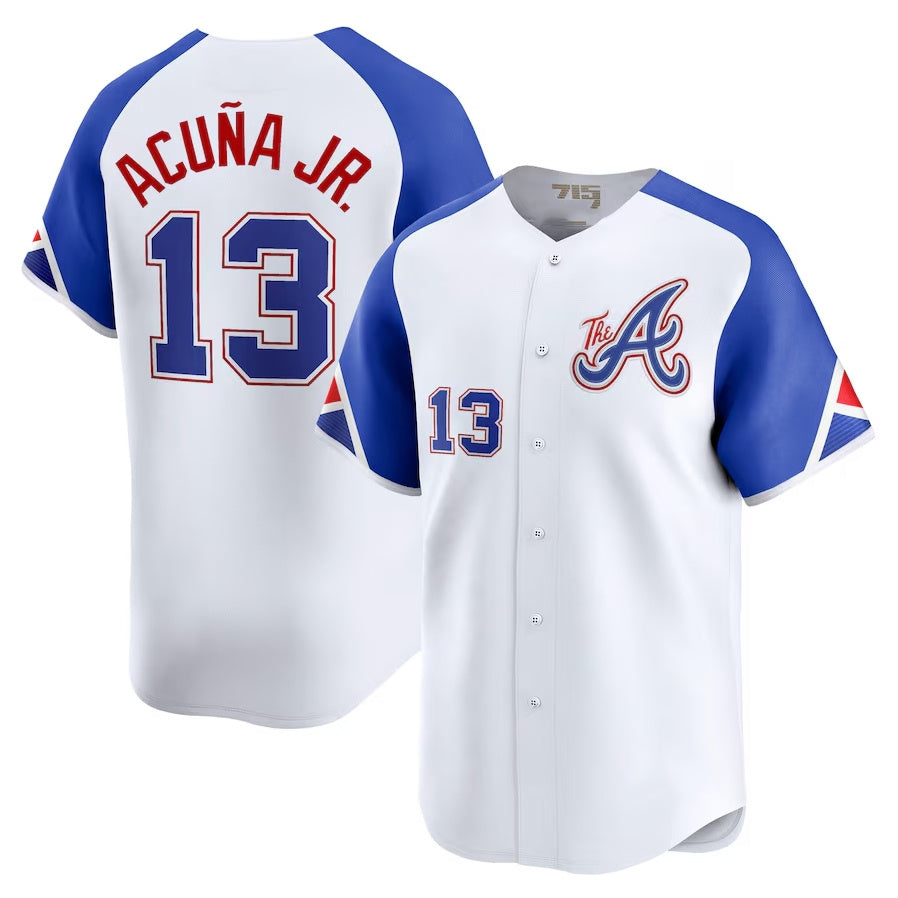 Crovyle A.Braves #13 Ronald Acuna Jr. City Connect Limited Jersey - White Personalized Jerseys