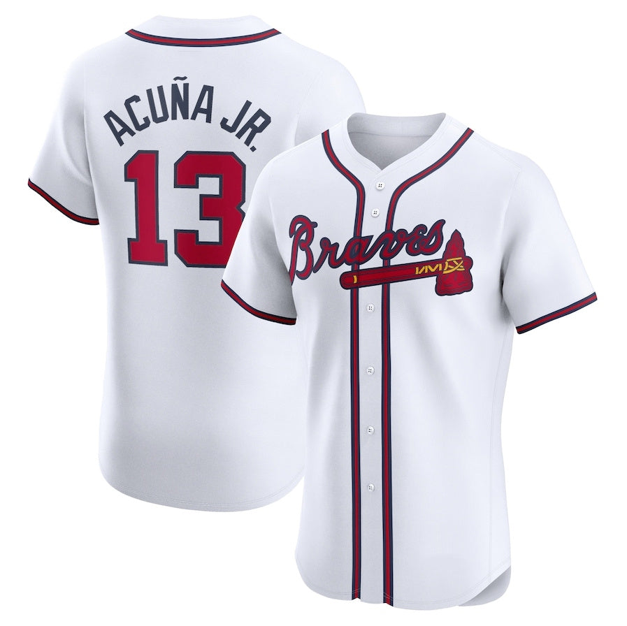 Crovyle A.Braves #13 Ronald Acuna Jr. Home Elite Jersey - White Personalized Jerseys