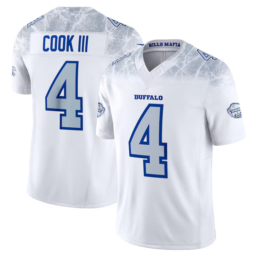 Crovyle B.Bills #4 James Cook III Player White Rivalries Collection Vapor Limited Stitched Jerseys