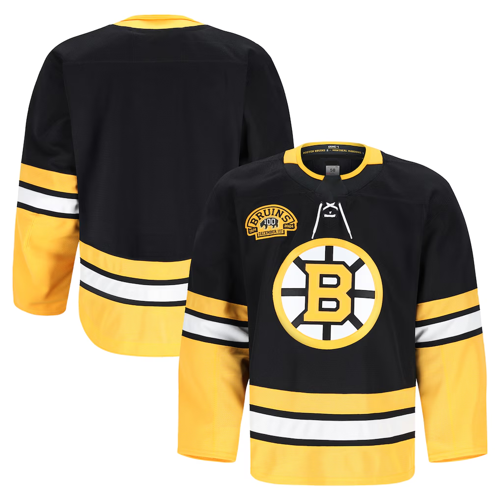 Crovyle B.Bruins Black 100th Anniversary Authentic Pro Stitched Jerseys