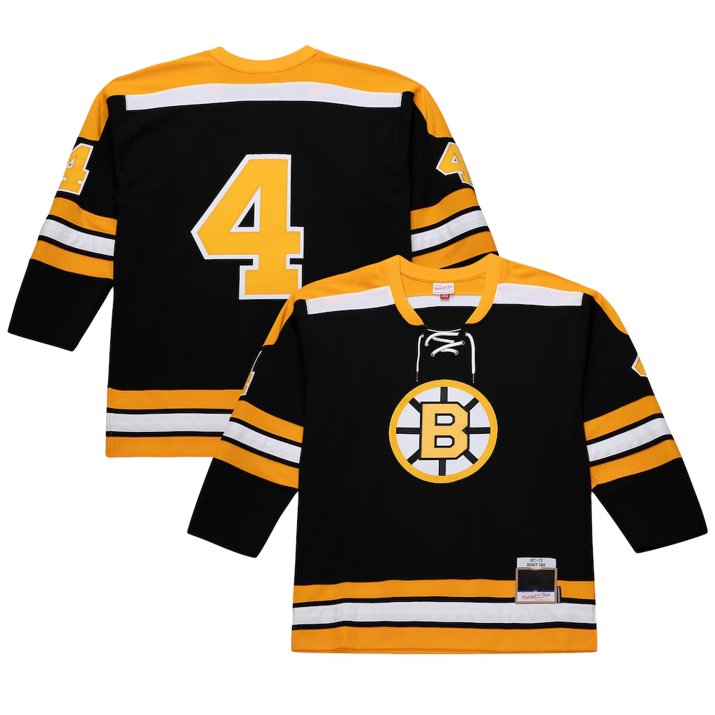 Crovyle B.Bruins #4 Bobby Orr Mitchell & Ness Black Big & Tall 197172 Blue Line 2.0 Stitched Jerseys