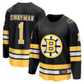 Crovyle B.Bruins #1 Jeremy Swayman Black Home Breakaway Player Stitched Jerseys