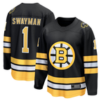 Crovyle B.Bruins #1 Jeremy Swayman Black Home Breakaway Player Stitched Jerseys