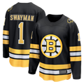 Crovyle B.Bruins #1 Jeremy Swayman Black Home Breakaway Stitched Jerseys