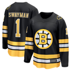 Crovyle B.Bruins #1 Jeremy Swayman Black Home Breakaway Stitched Jerseys