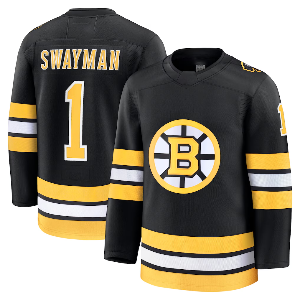 Crovyle B.Bruins #1 Jeremy Swayman Black Home Premium Stitched Jerseys