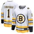 Crovyle B.Bruins #1 Jeremy Swayman White Away Breakaway Player Stitched Jerseys
