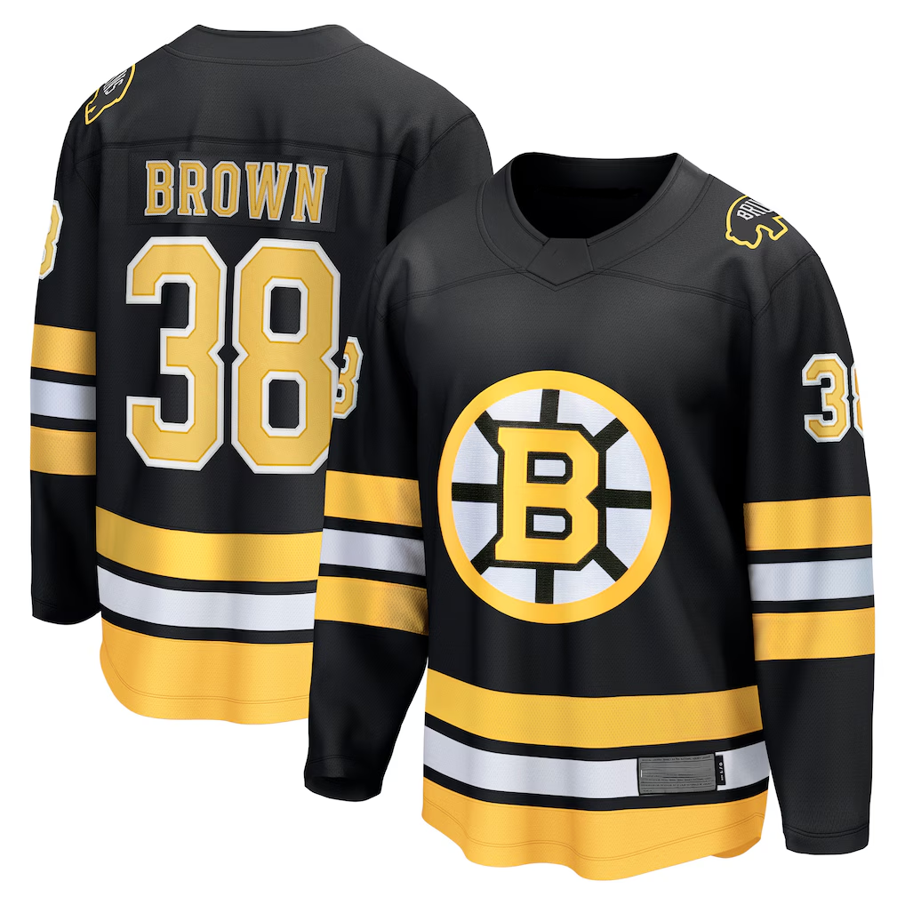 Crovyle B.Bruins #38 Patrick Brown Black Home Breakaway Player Stitched Jerseys