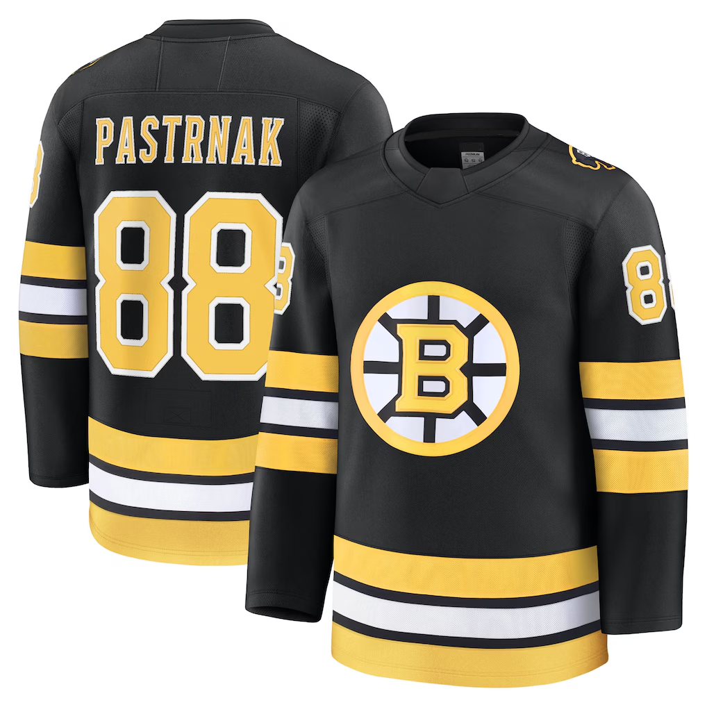 Crovyle B.Bruins #88 David Pastrnak Black Home Premium Player Stitched Jerseys