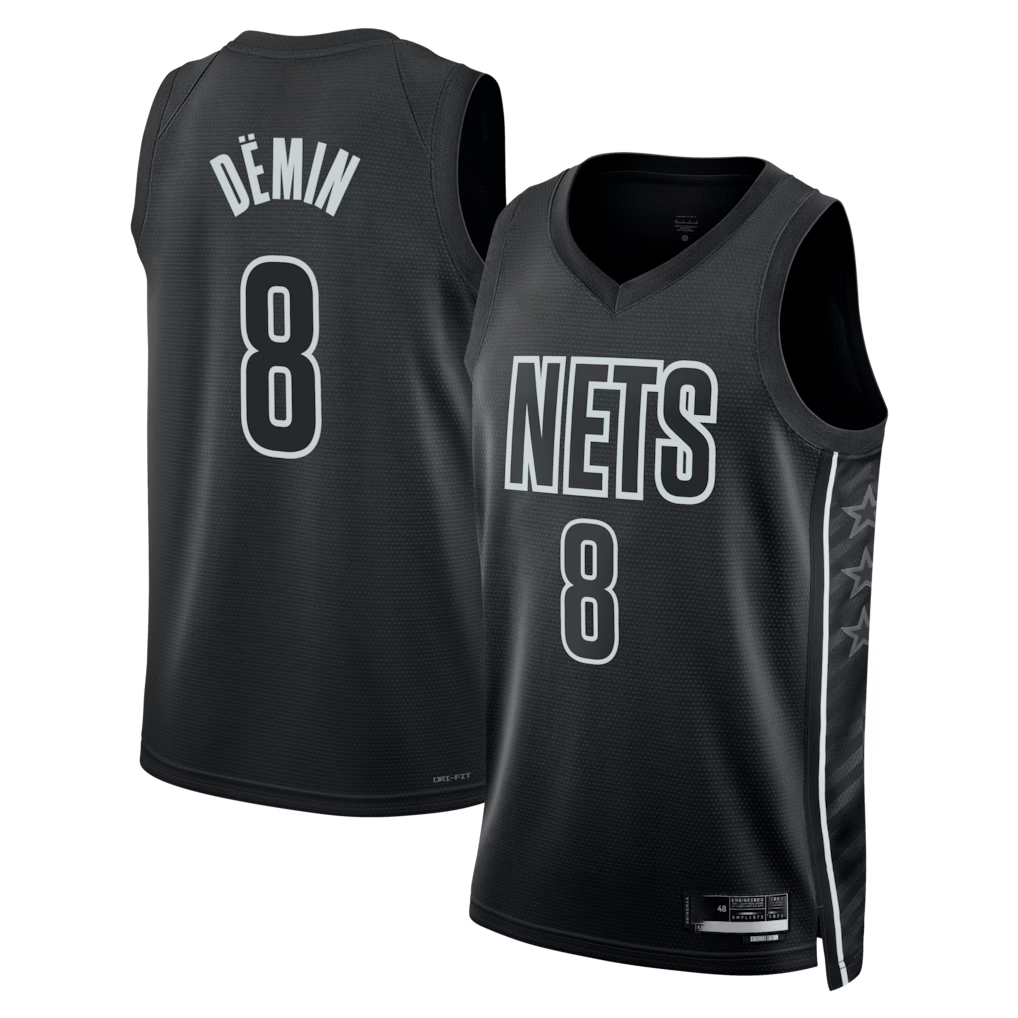 Crovyle B.Nets #8 Egor D?min  Black Swingman Jerseys - Statement Edition