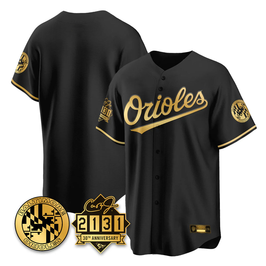 Crovyle B.Orioles Black Gold 30th Anniversary of 2131 Home Game Blank Player Stitched Jerseys