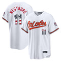 Crovyle B.Orioles #11 Jordan Westburg Player White USA 250 Fourth of July Home Game Stitched Jerseys