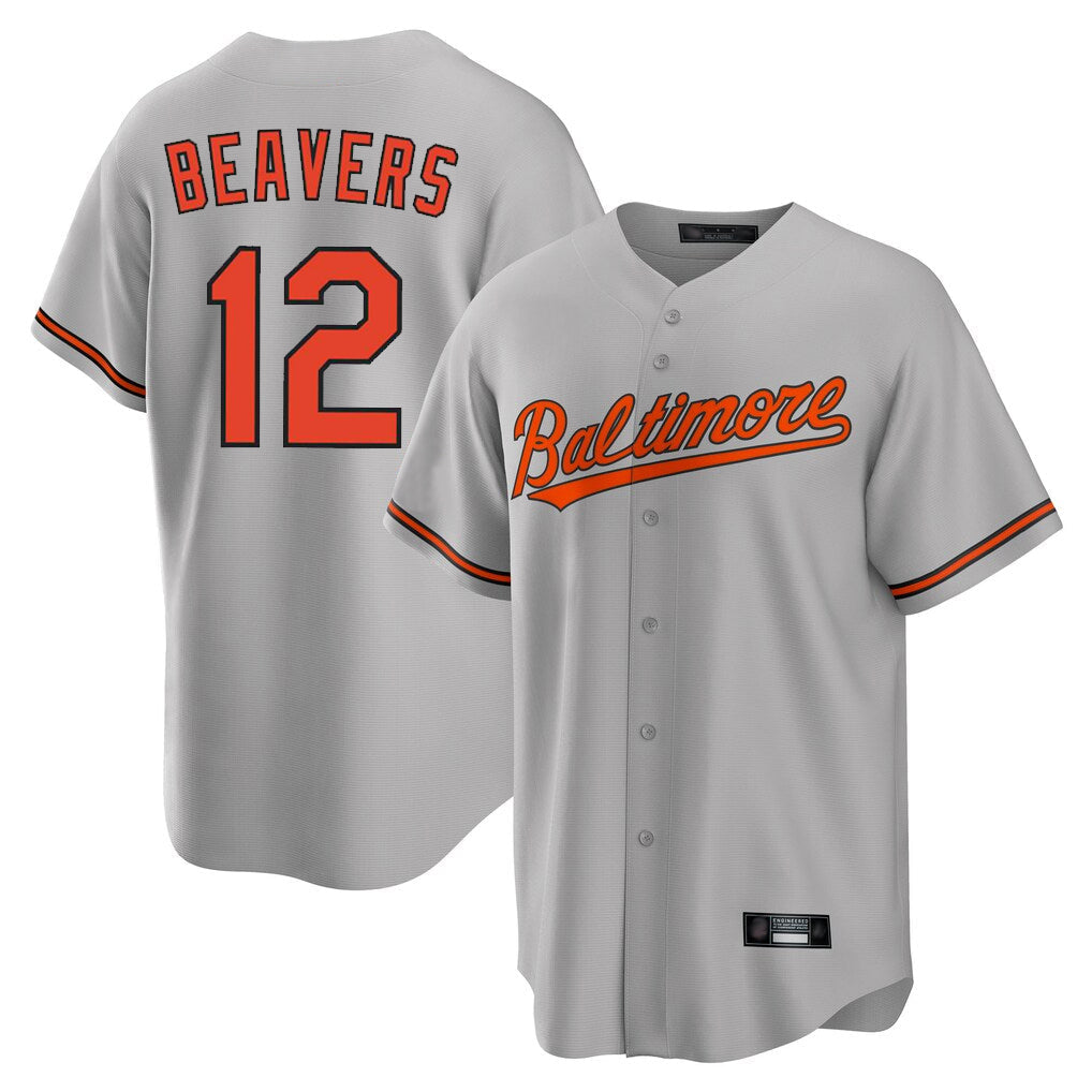 Crovyle B.Orioles #12 Dylan Beavers Player Gray Home Game Stitched Jerseys