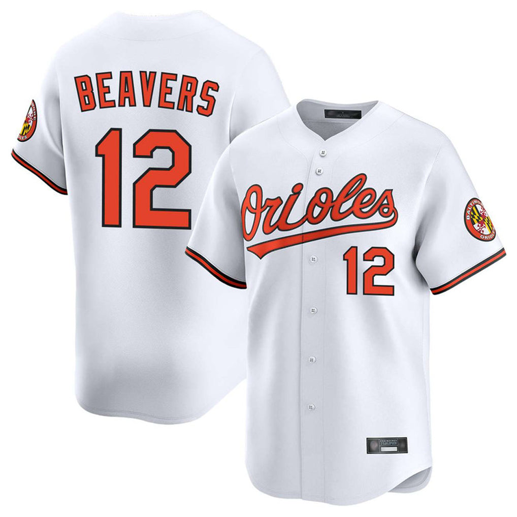 Crovyle B.Orioles #12 Dylan Beavers Player White Limited Home Game Stitched Jerseys