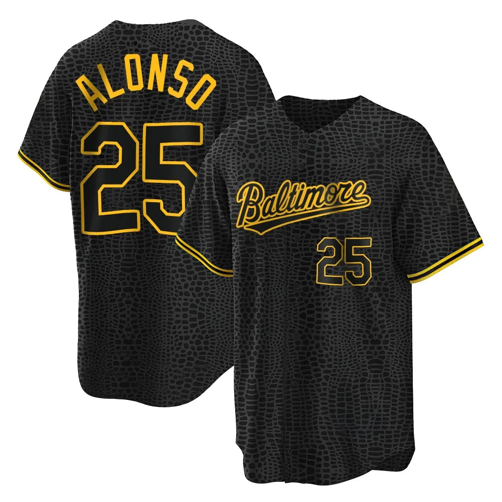 Crovyle B.Orioles #25 Pete Alonso Player Black Snake Skin City Home Game Stitched Jerseys
