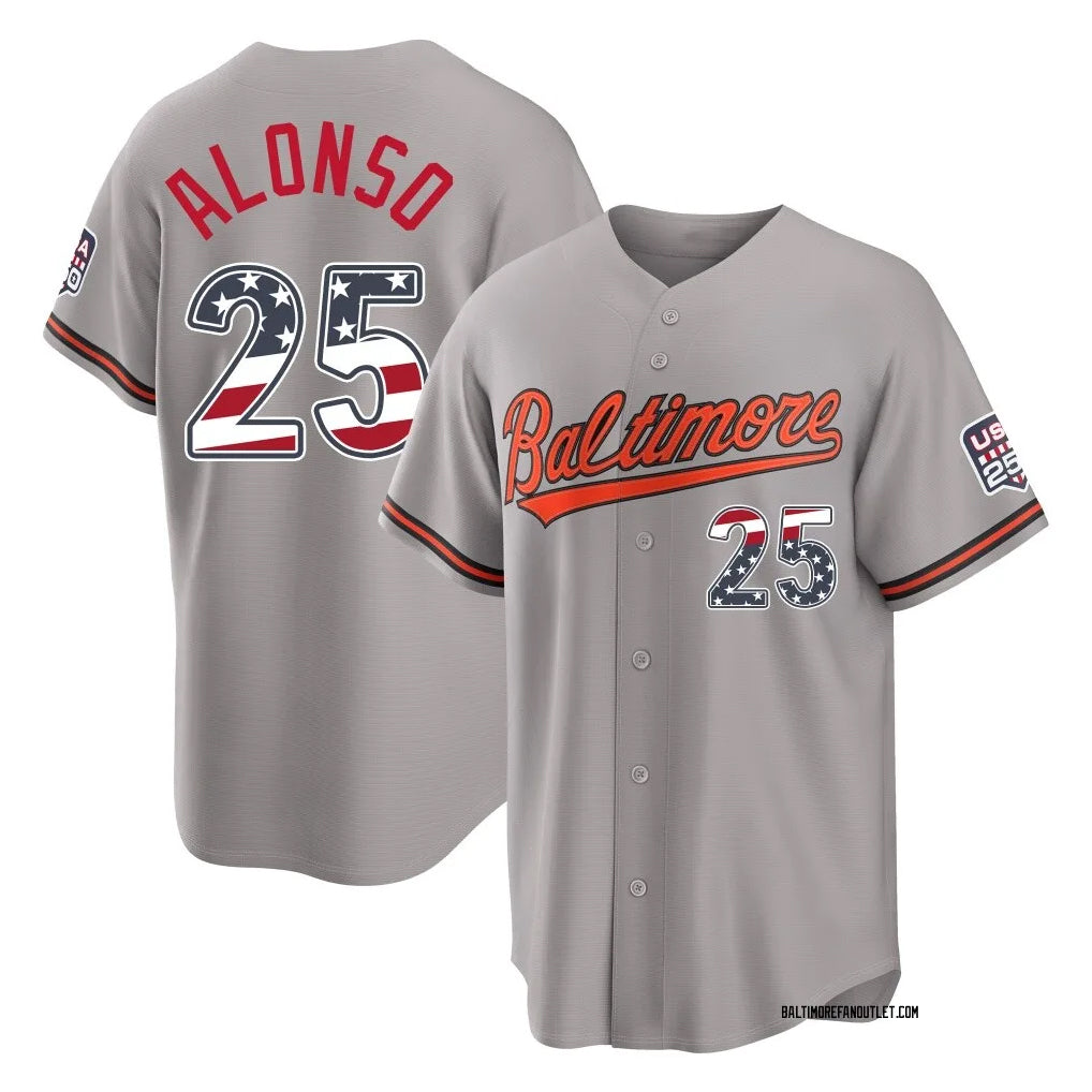 Crovyle B.Orioles #25 Pete Alonso Player Gray USA 250 Fourth of July Home Game Stitched Jerseys