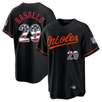 Crovyle B.Orioles #29 Samuel Basallo Player Black USA 250 Fourth of July Home Game Stitched Jerseys