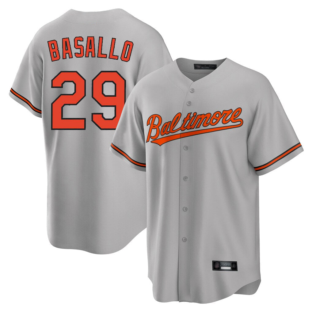 Crovyle B.Orioles #29 Samuel Basallo Player Gray Home Game Stitched Jerseys