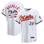 Crovyle B.Orioles #29 Samuel Basallo Player White USA 250 Fourth of July Home Game Stitched Jerseys