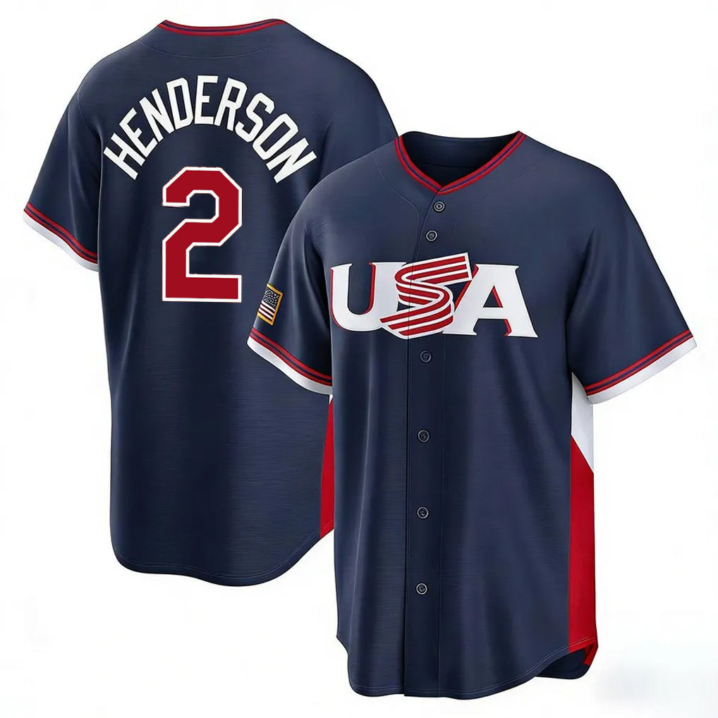 Crovyle B.Orioles #2 Gunnar Henderson Player Navy USA 2026 World Classic Home Game Stitched Jerseys