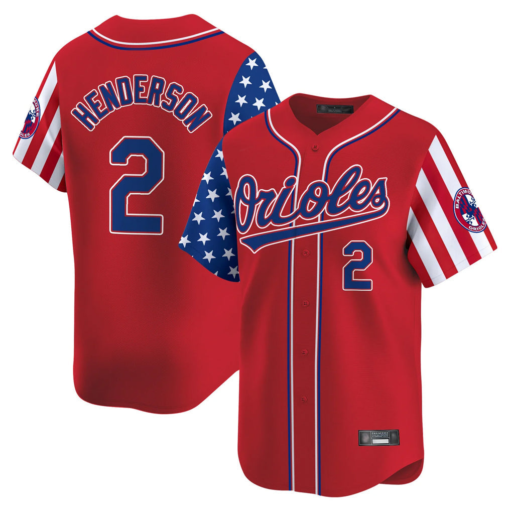Crovyle B.Orioles #2 Gunnar Henderson Player Red Independence Day Vapor Premier Limited Home Game Stitched Jerseys