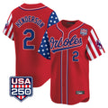 Crovyle B.Orioles #2 Gunnar Henderson Player Red USA 250 Independence Day Vapor Premier Limited Home Game Stitched Jerseys