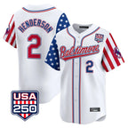 Crovyle B.Orioles #2 Gunnar Henderson Player White USA 250 Independence Day Vapor Premier Limited Home Game Stitched Jerseys
