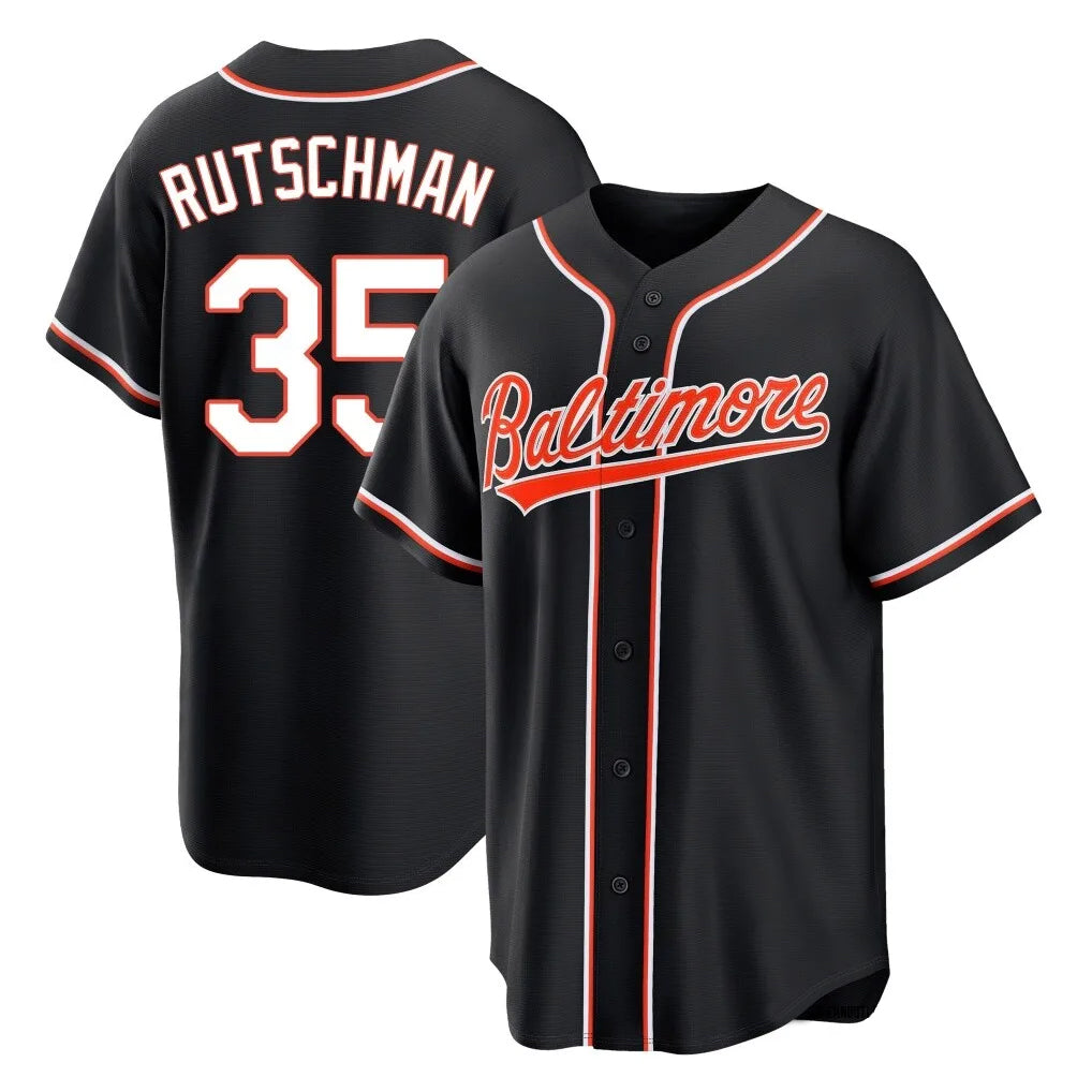 Crovyle B.Orioles #35 Adley Rutschman Black Out Home Game Stitched Jerseys
