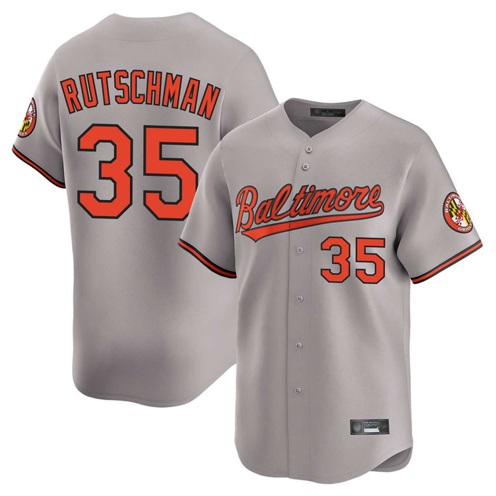 Crovyle B.Orioles #35 Adley Rutschman Gray Limited Home Game Stitched Jerseys