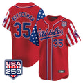 Crovyle B.Orioles #35 Adley Rutschman Red USA 250 Independence Day Vapor Premier Limited Home Game Stitched Jerseys