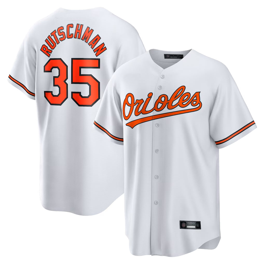 Crovyle B.Orioles #35 Adley Rutschman White Home Game Stitched Jerseys