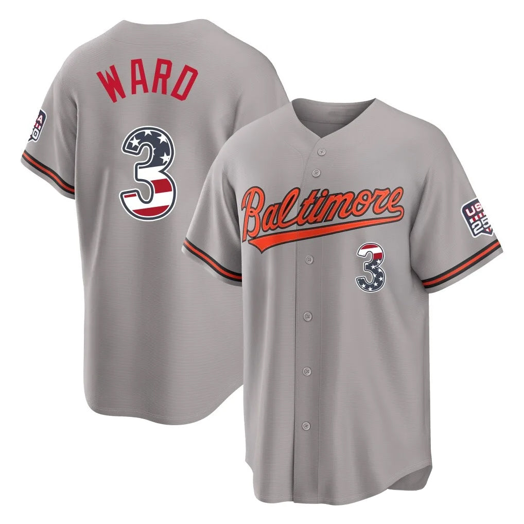 Crovyle B.Orioles #3 Taylor Ward Player Gray USA 250 Fourth of July Home Game Stitched Jerseys
