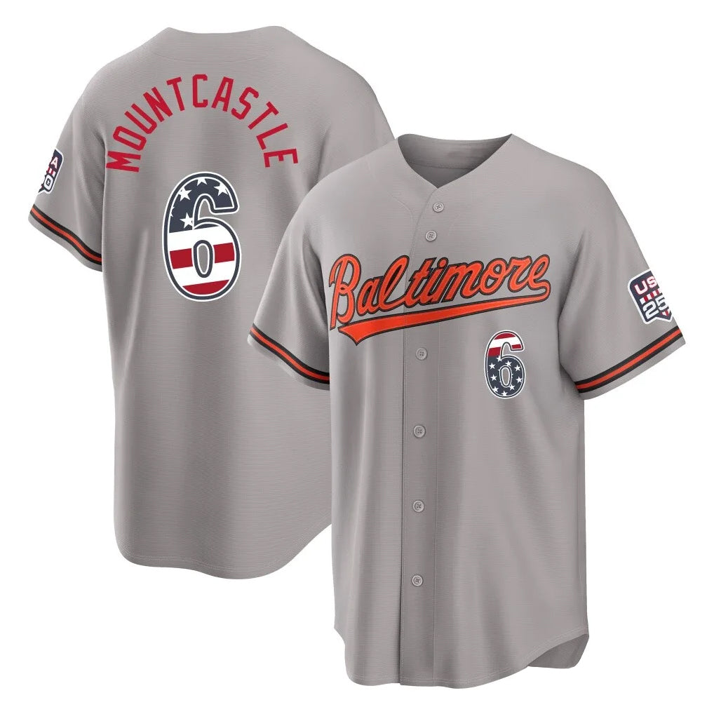 Crovyle B.Orioles #6 Ryan Mountcastle Player Gray USA 250 Fourth of July Home Game Stitched Jerseys