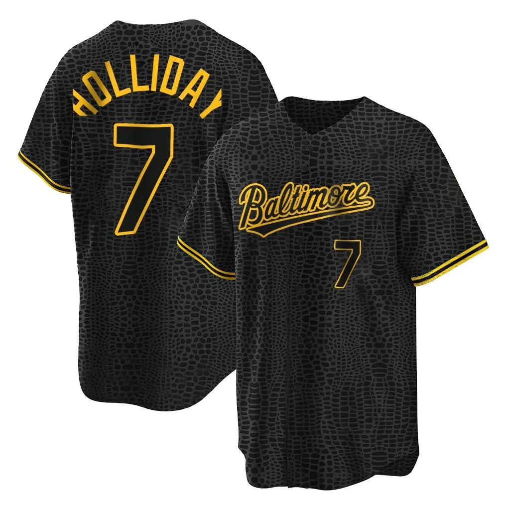 Crovyle B.Orioles #7 Jackson Holliday Player Black Snake Skin City Home Game Stitched Jerseys