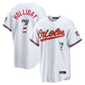Crovyle B.Orioles #7 Jackson Holliday Player White USA 250 Fourth of July Home Game Stitched Jerseys