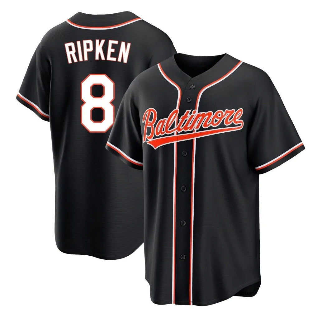 Crovyle B.Orioles #8 Cal Ripken Player Black Out Home Game Stitched Jerseys
